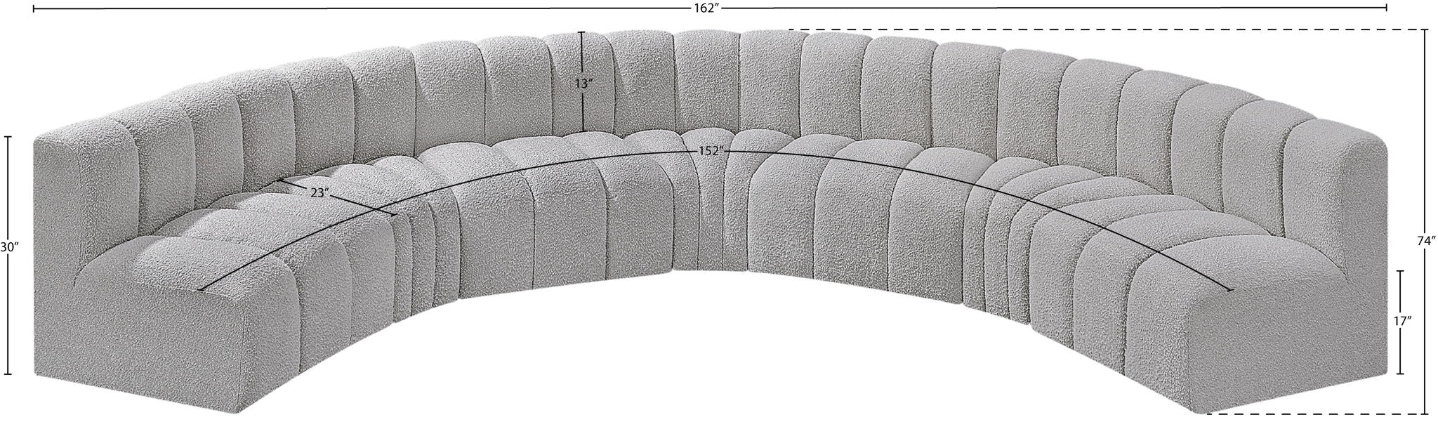 Arc - Boucle Fabric 7 Piece U-Shaped Modular Sofa