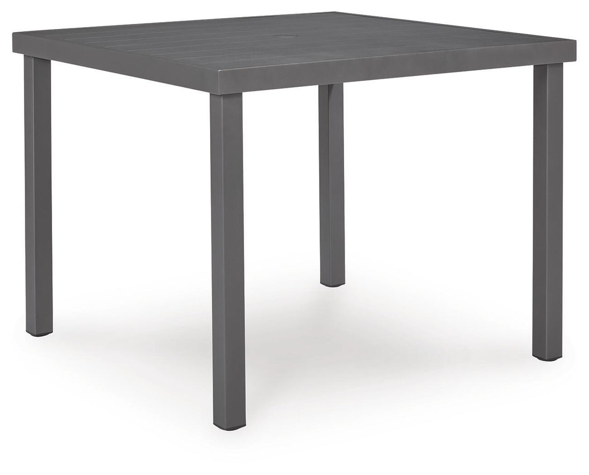 Rocky Creek - Square Dining Table With Umbrella Option - Gray