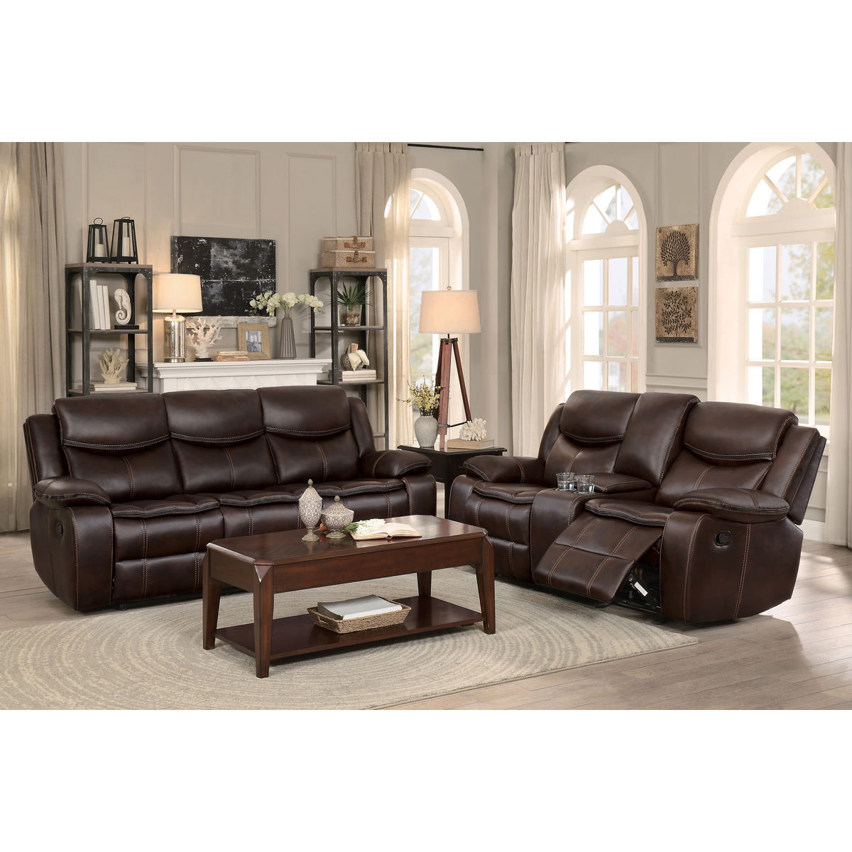 Bastrop - Double Glider Reclining Loveseat With Center Console
