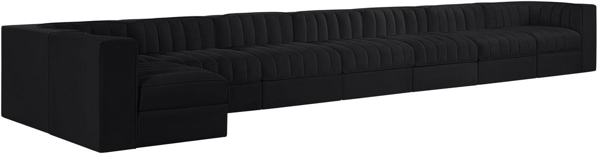Rummi - Velvet Performance Fabric Upholstered 8 Piece Modular Sectional, L-Shaped (Right)