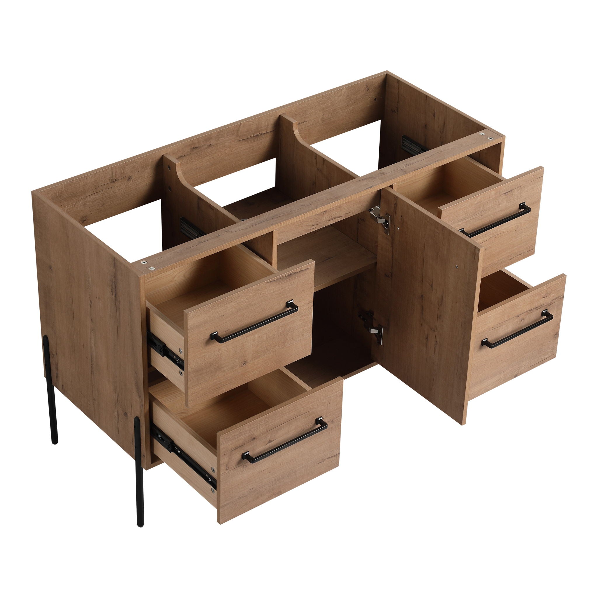 46" Freestanding Bathroom Vanity With Soft Close Doors And 4 Drawers, (Vanity Only) - Imitative Oak
