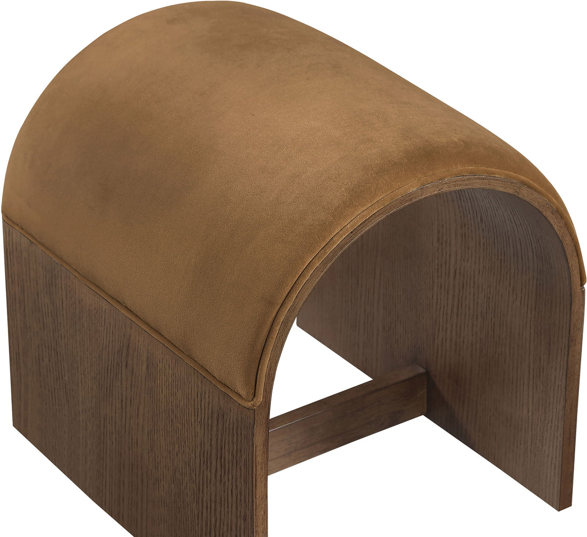 Sable - Velvet Performance Fabric Upholstered Bench - Saddle
