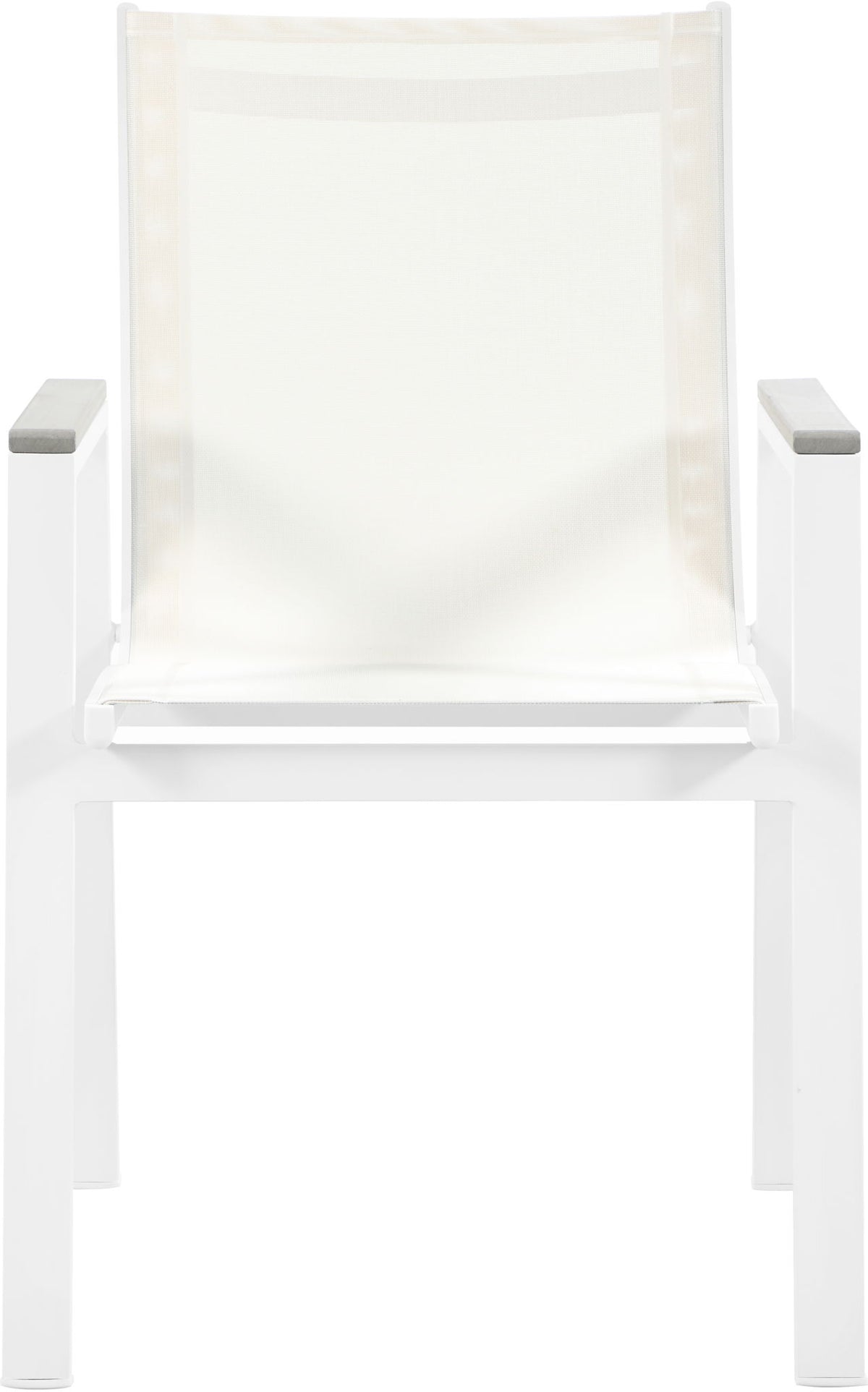 Nizuc - Outdoor Patio Dining Arm Chair With White Frame And Gray Arms (Set of 2)