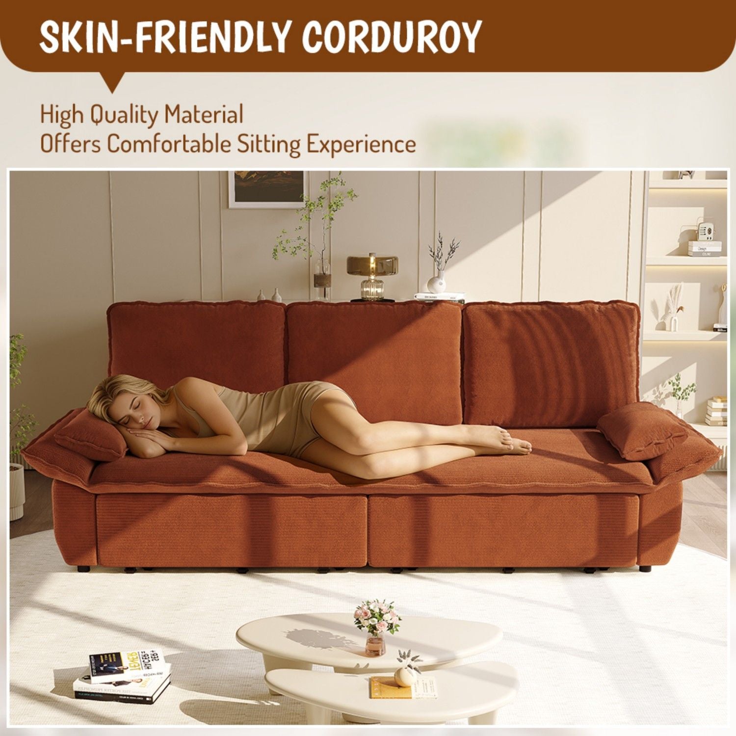 King Size Pull Out Sofa Bed, 3 In 1 Convertible Multifunctional