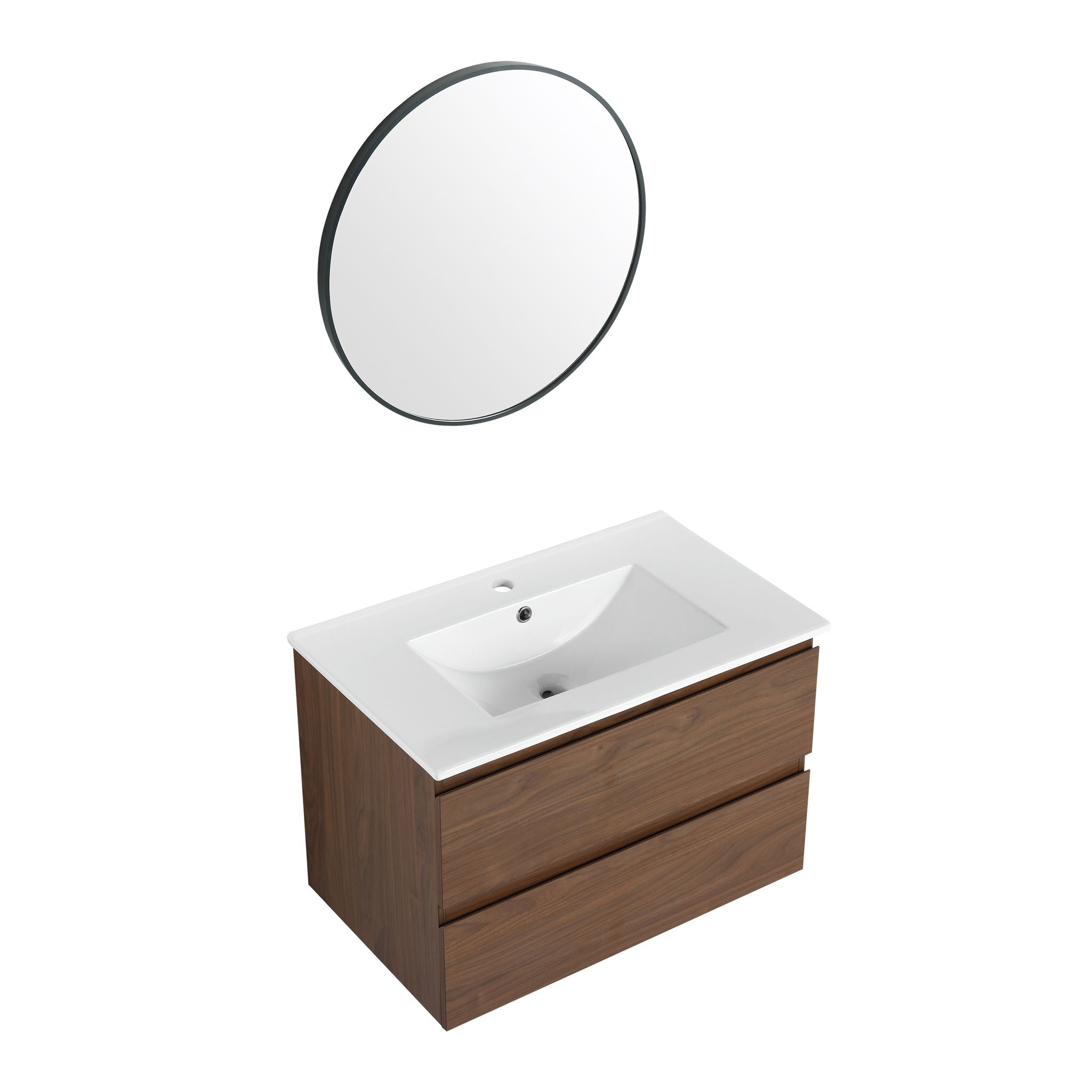 Wall Mounted Bathroom Vanity & Sink, 2 Soft Close Drawers