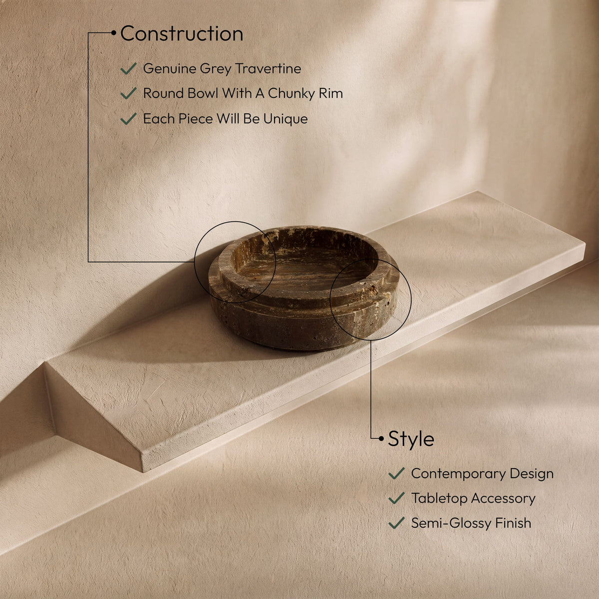 Parsons - Travertine Bowl