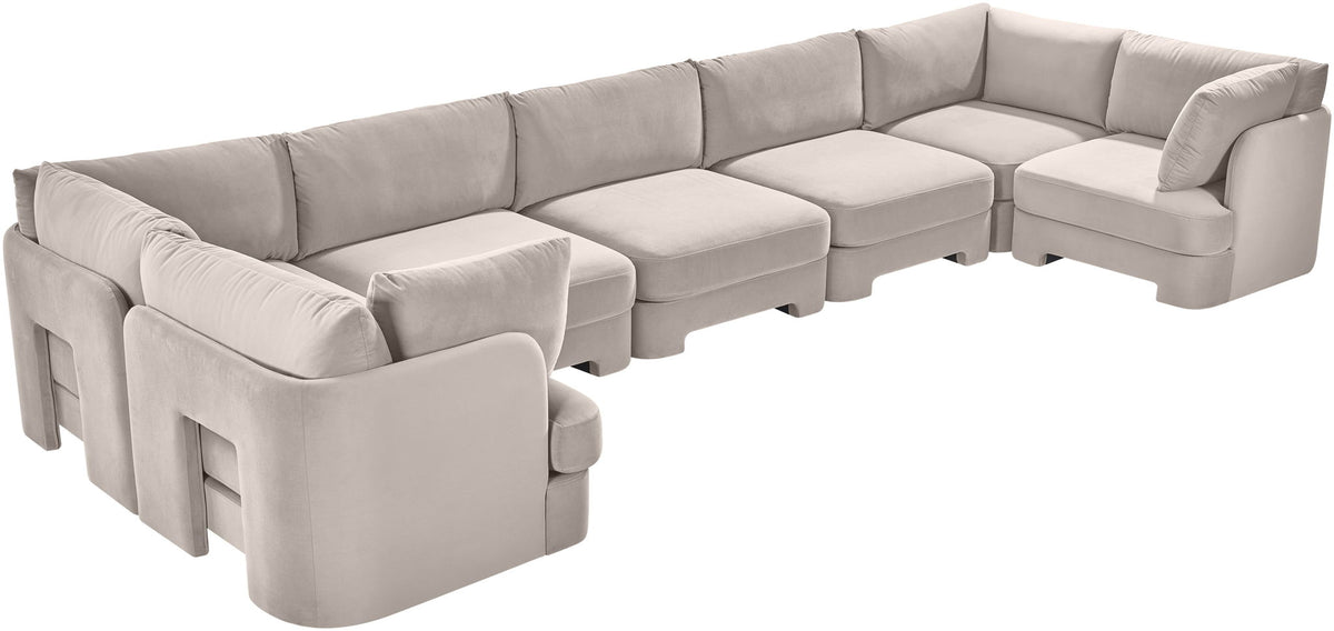 Hammond - Velvet Performance Fabric Upholstered 7 Piece U-Shaped Sectional
