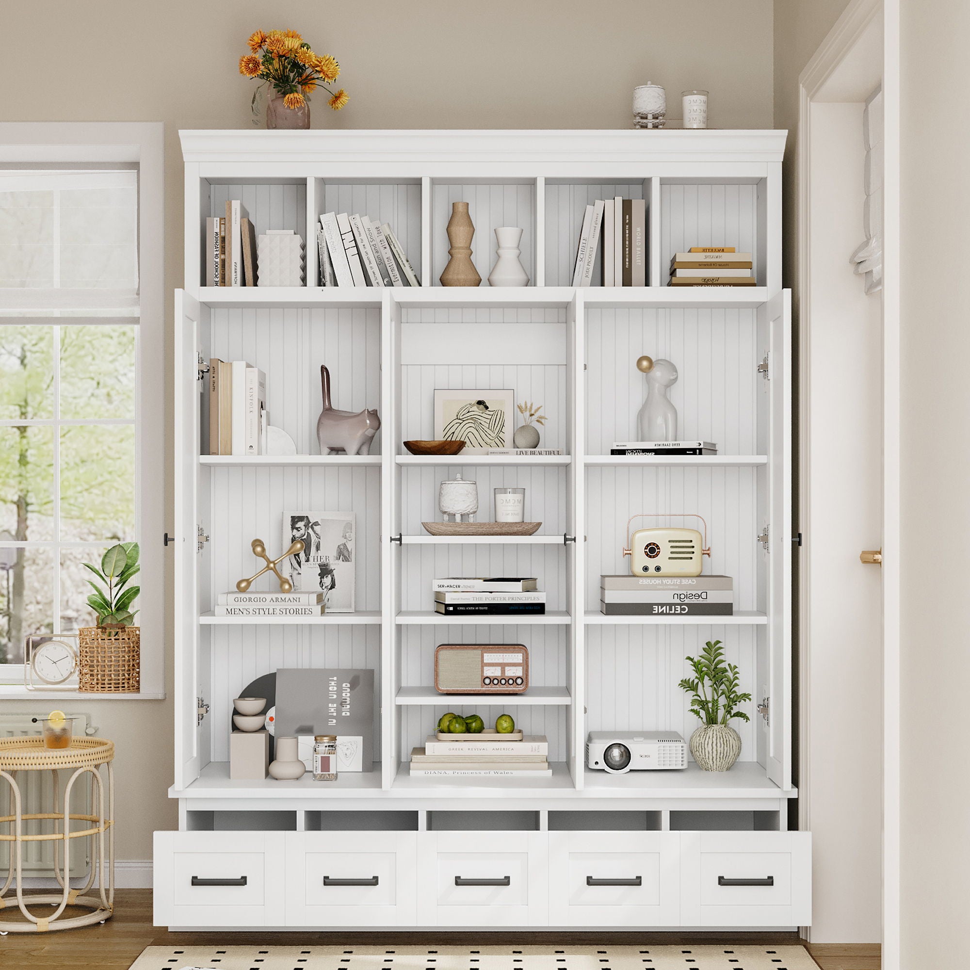 Hall Tree & Bench And 5 Storage Cubbies