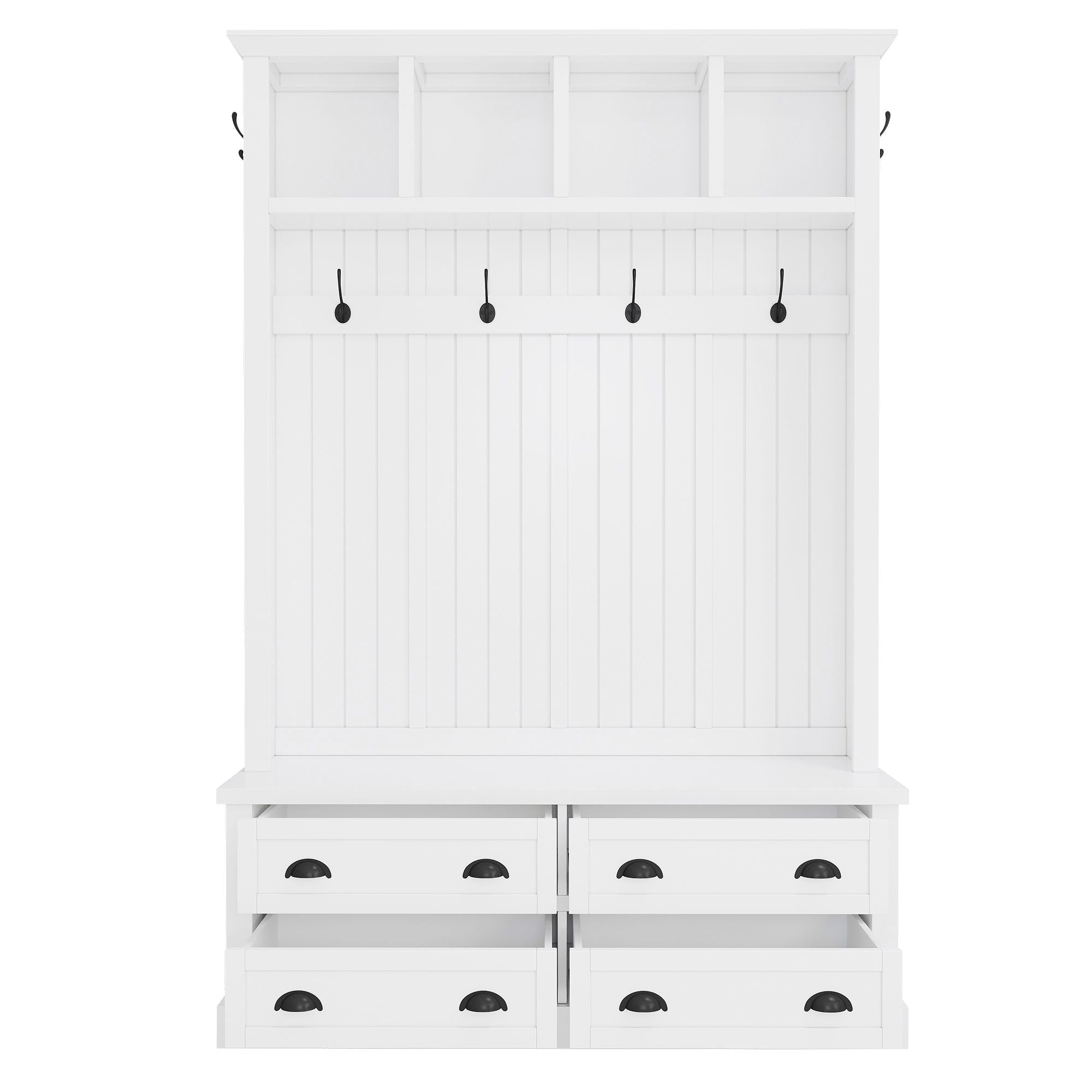 Hall Tree With 4 Drawers, Coat Rack With 6 Hooks