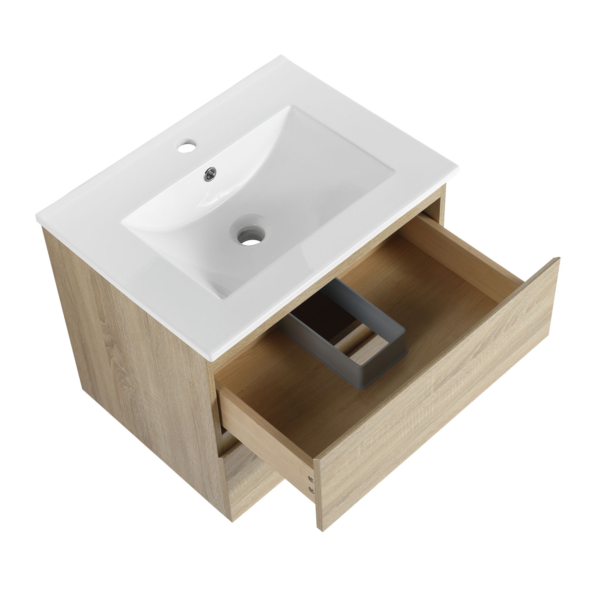 Wall Mounted Bathroom Vanity & Sink, 2 Soft Close Drawers