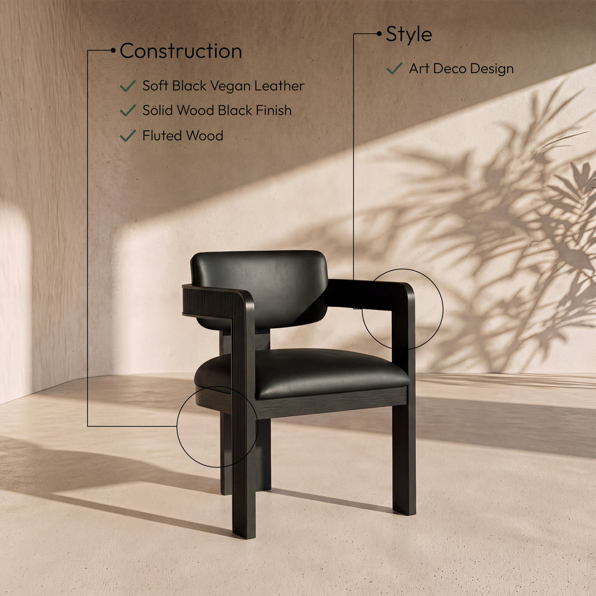 Sacha - Vegan Leather Upholstered Dining Chair With Black Base (Set of 2)
