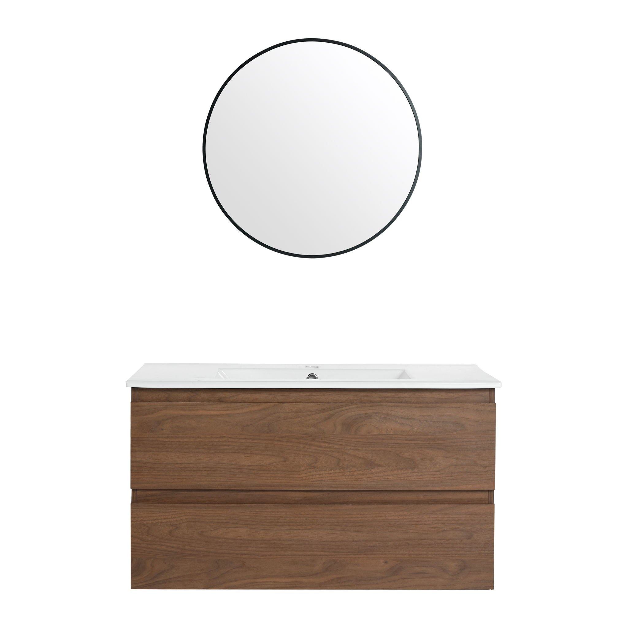 Wall Mounted Bathroom Vanity & Sink, 2 Soft Close Drawers