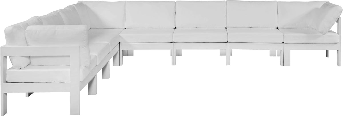 Nizuc - Outdoor Patio 8 Piece Modular Sectional With White Frame