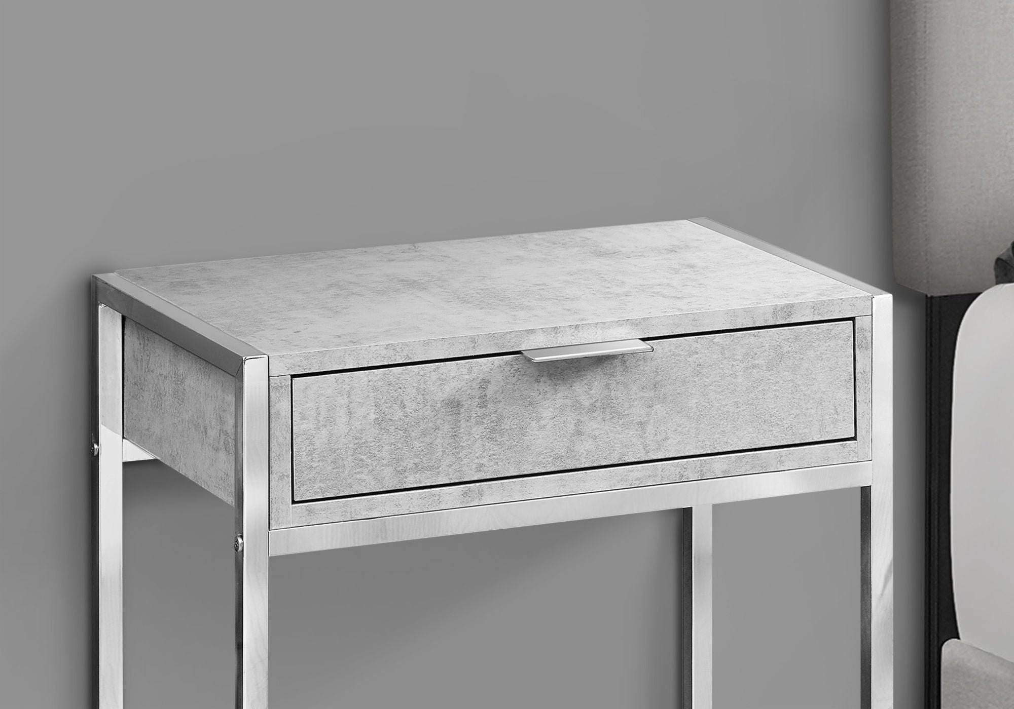 Accent Side Table, Storage Drawer, Contemporary And Modern - Gray