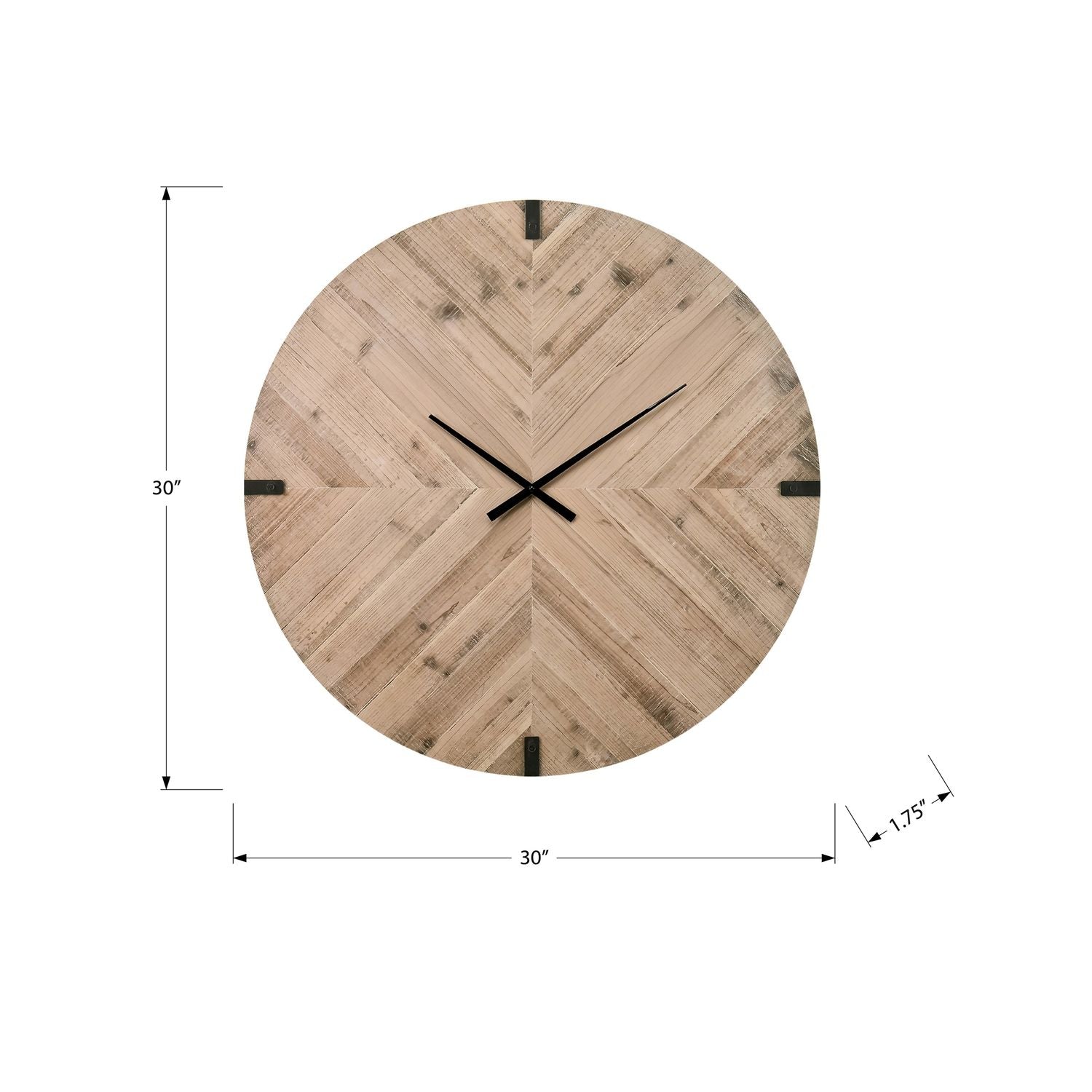 Wall Clock, Round, Large Oversized - Brown