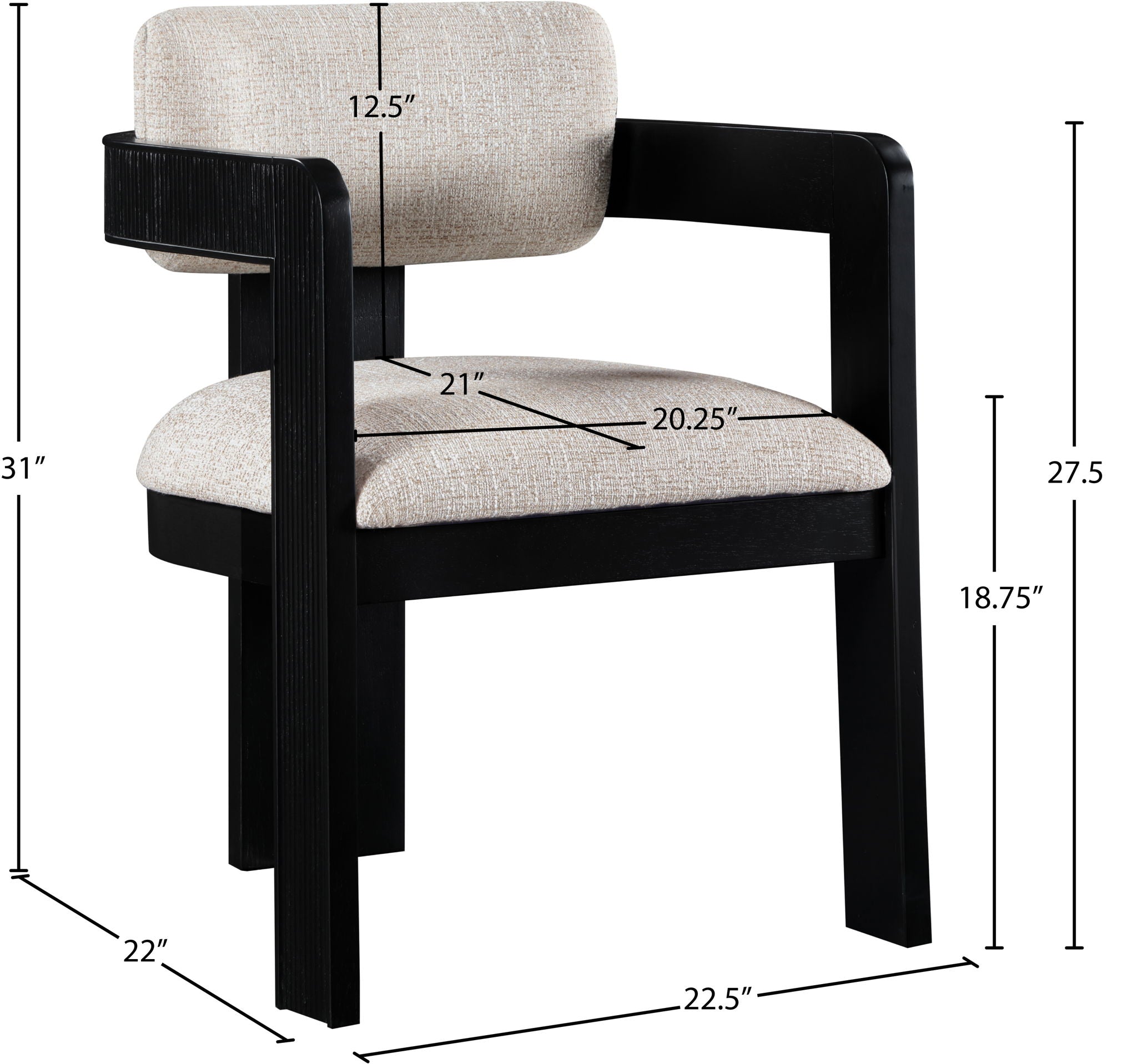 Sacha - Linen Dining Chair With Black Base (Set of 2)