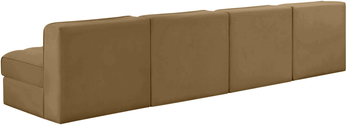 Rummi - Armless Velvet Performance Fabric Upholstered 4 Piece Modular Sofa