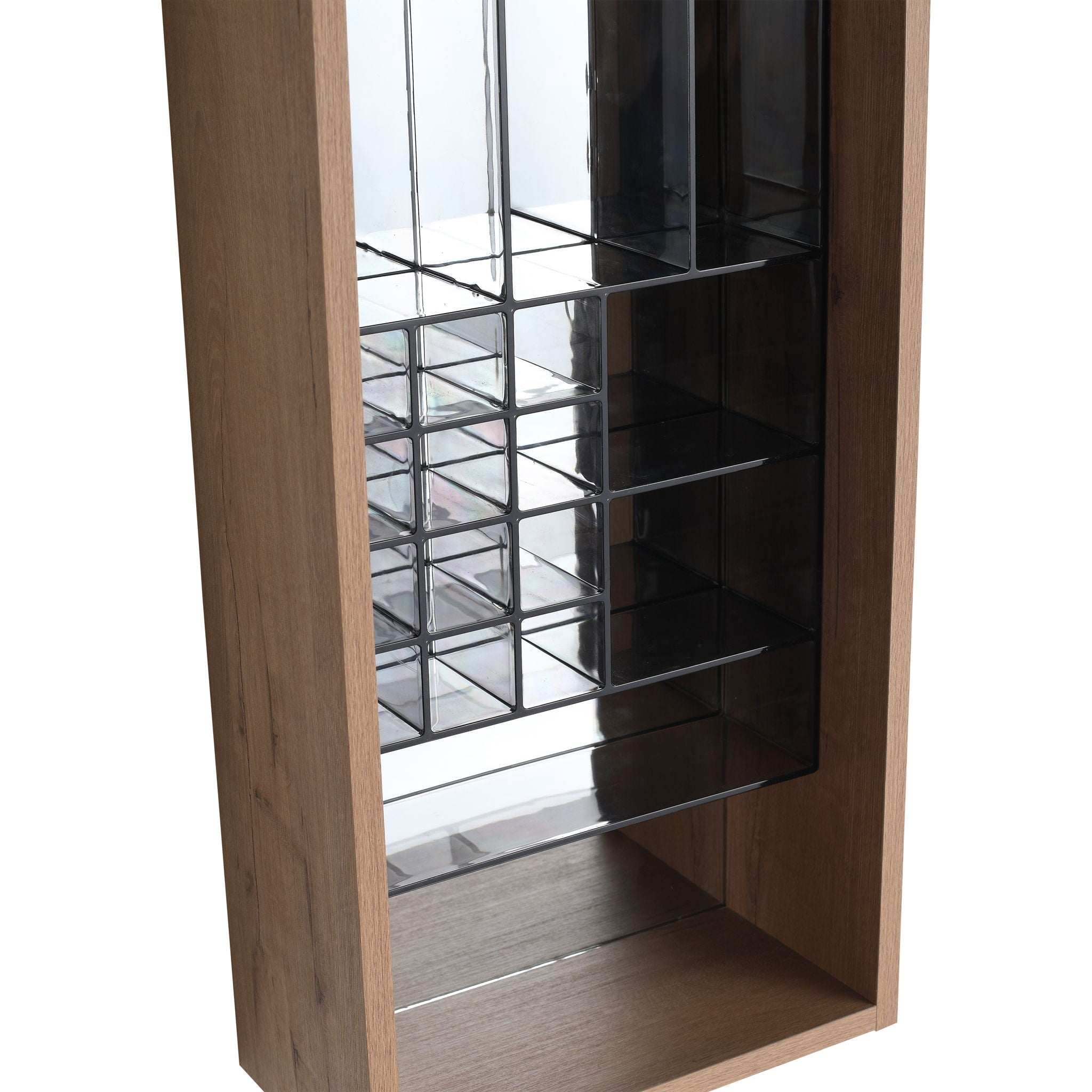 12" Wall Mounted Mirror Cabinet With Storage - Imitative Oak