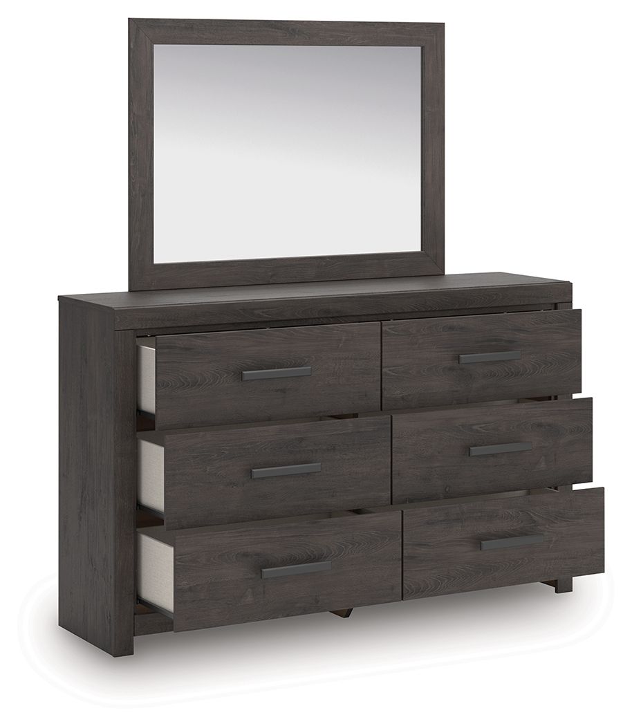 Prendonea - Dresser and Mirror - Charcoal