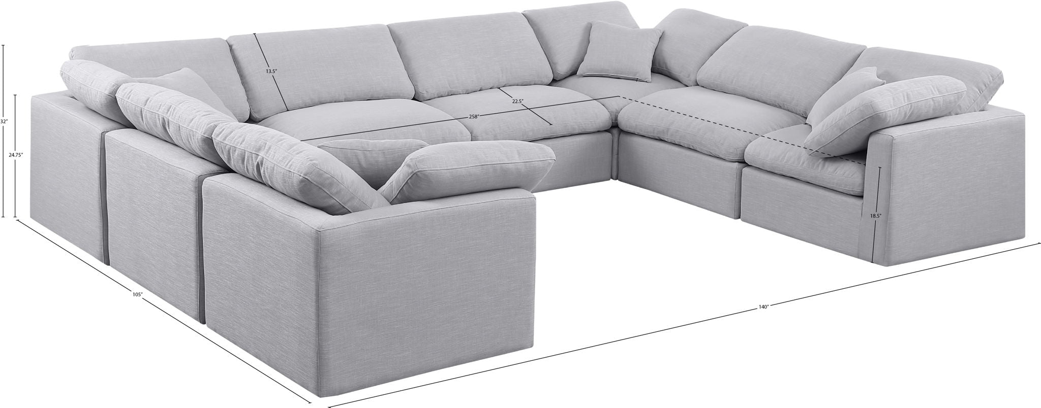 Indulge - Linen 8 Piece Modular Sectional