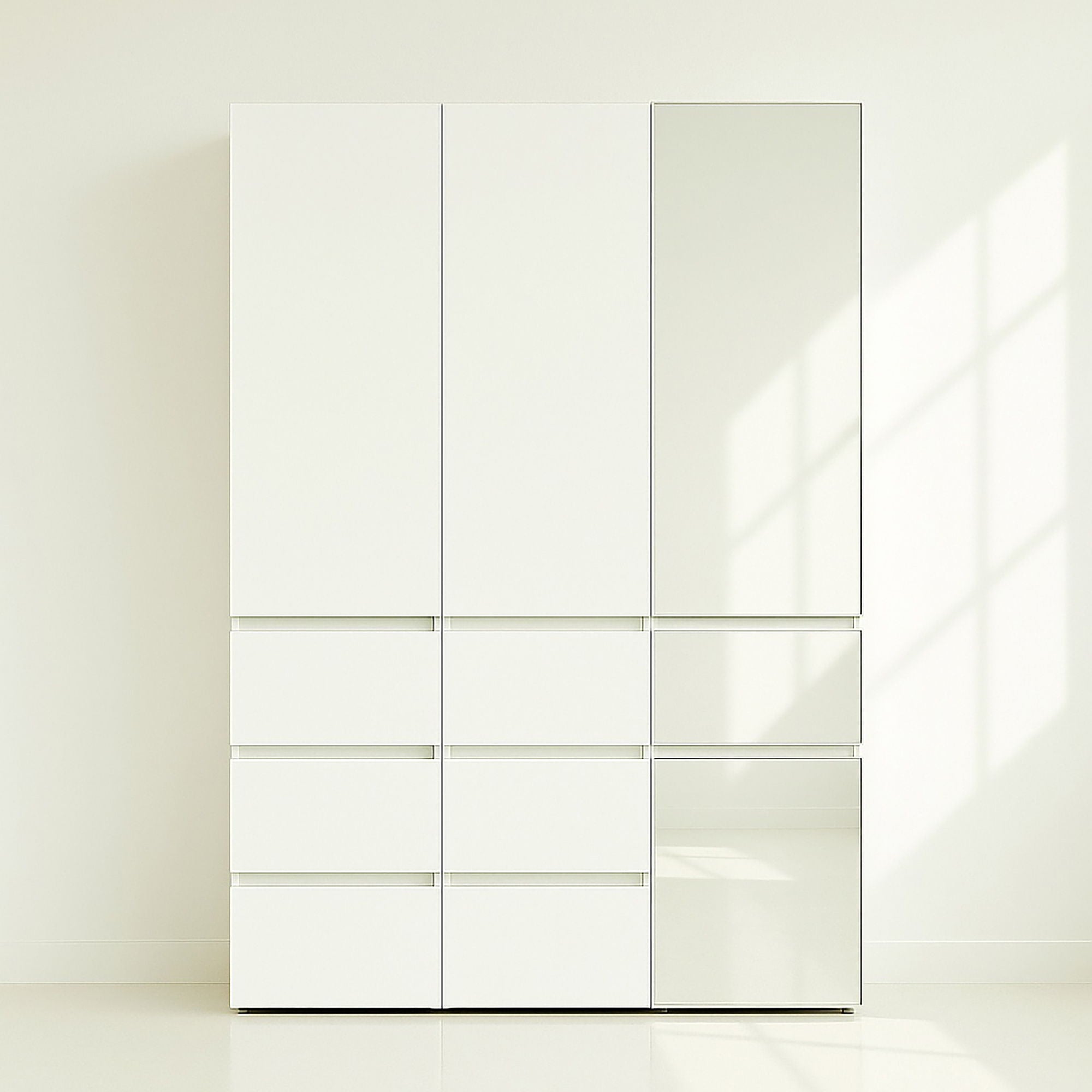 Elise - Slim Modular Closet Cabinet With Mirror - White