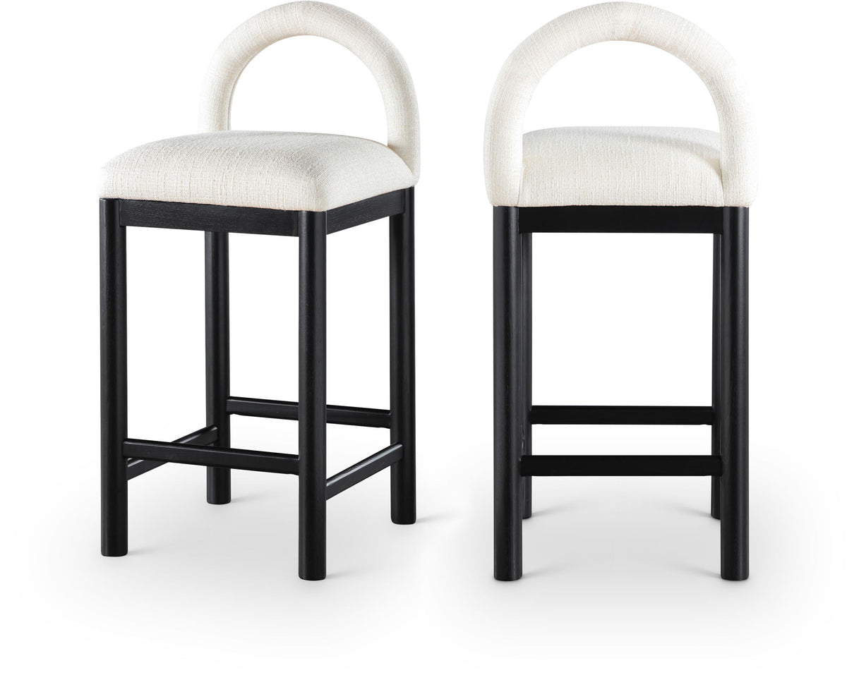 Conrad - Linen Counter Stool With Black Legs