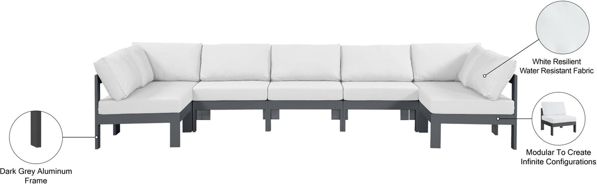Nizuc - Outdoor Patio 7 Piece Modular Sectional With Gray Frame