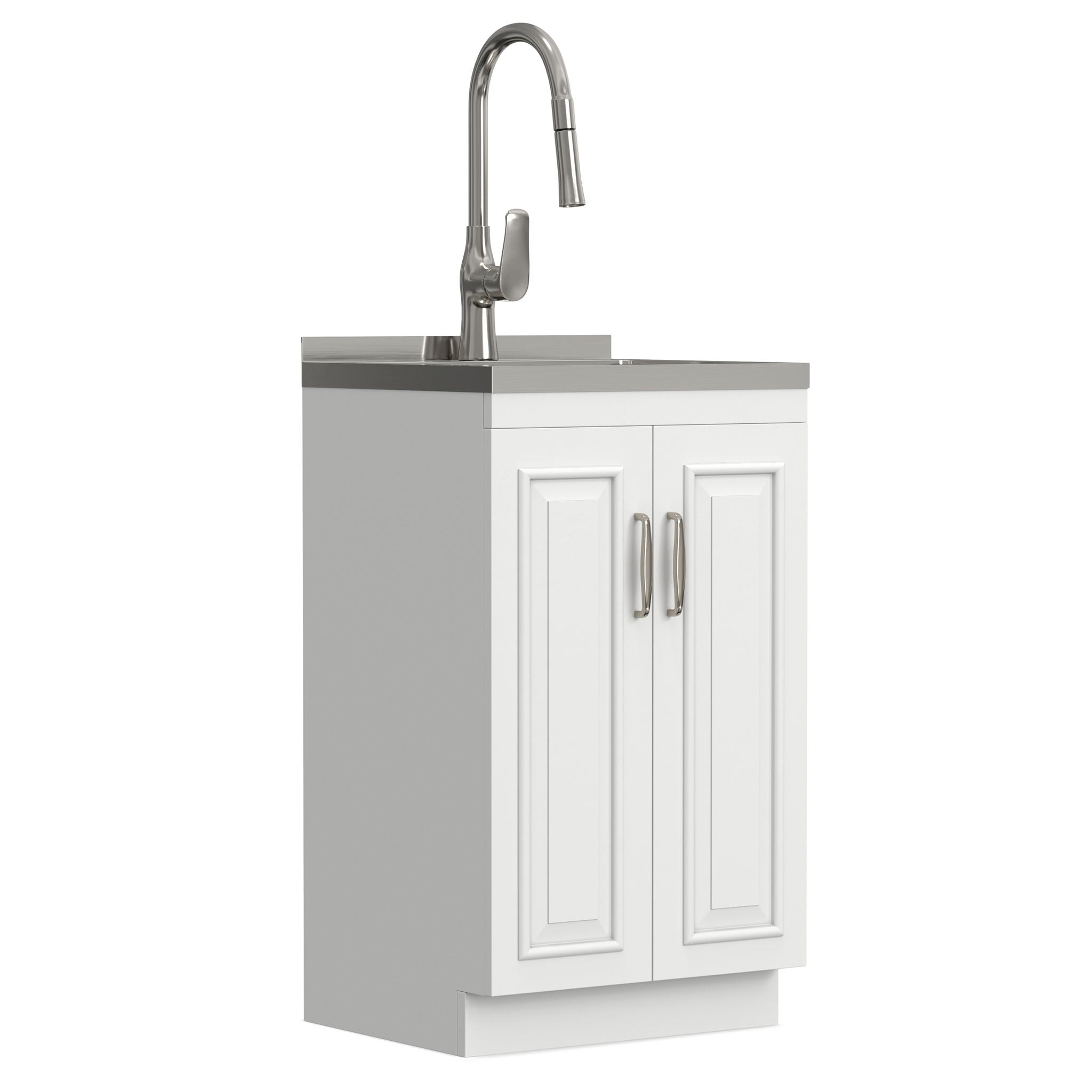 Darwin - Laundry Utility Sink And Cabinet With Sink And Pull Out Faucet - White