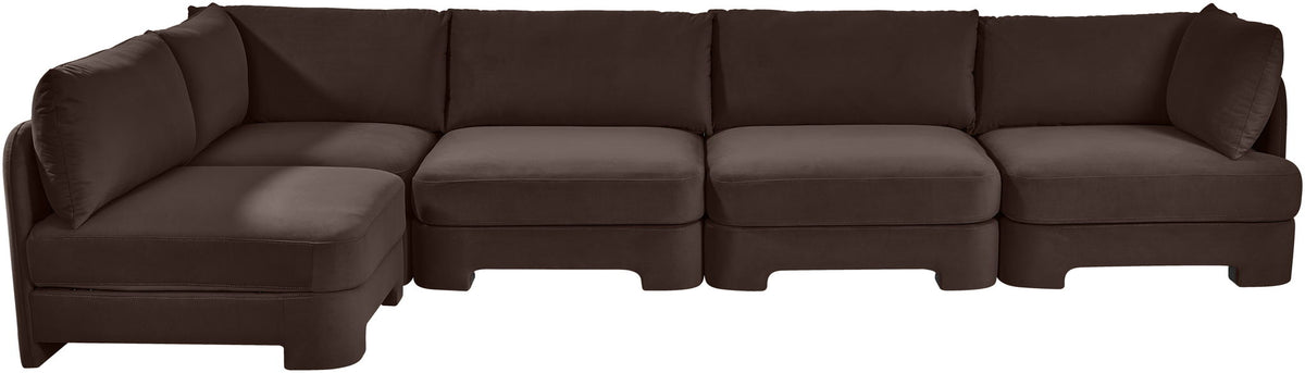Hammond - Velvet Performance Fabric Upholstered 5 Piece L-Shaped Sectional