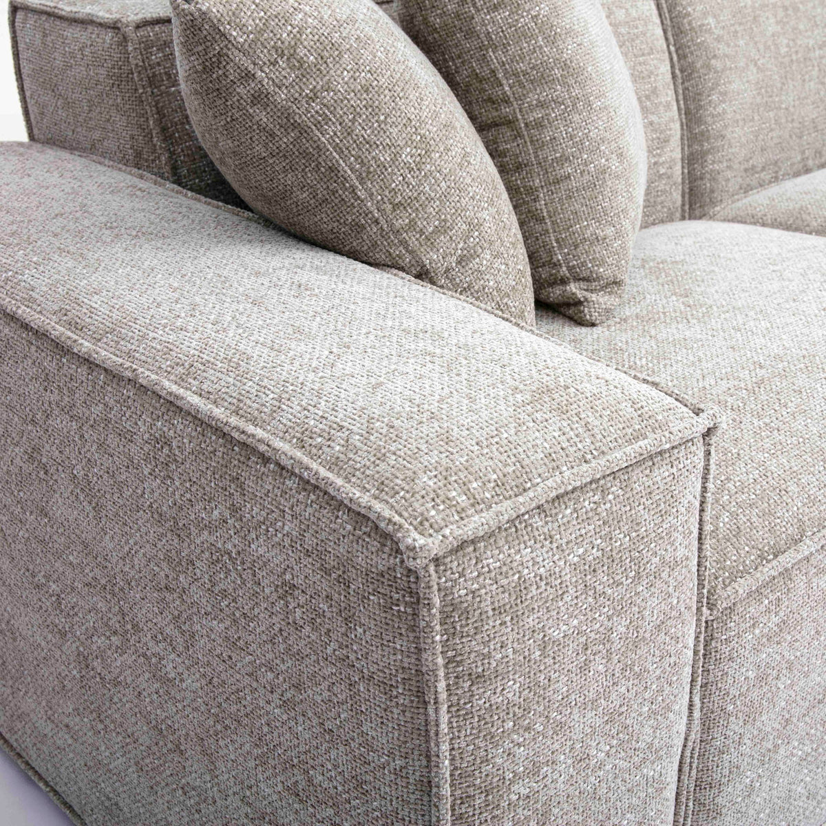Mindy White Chenille Basketweave Modular Sectional