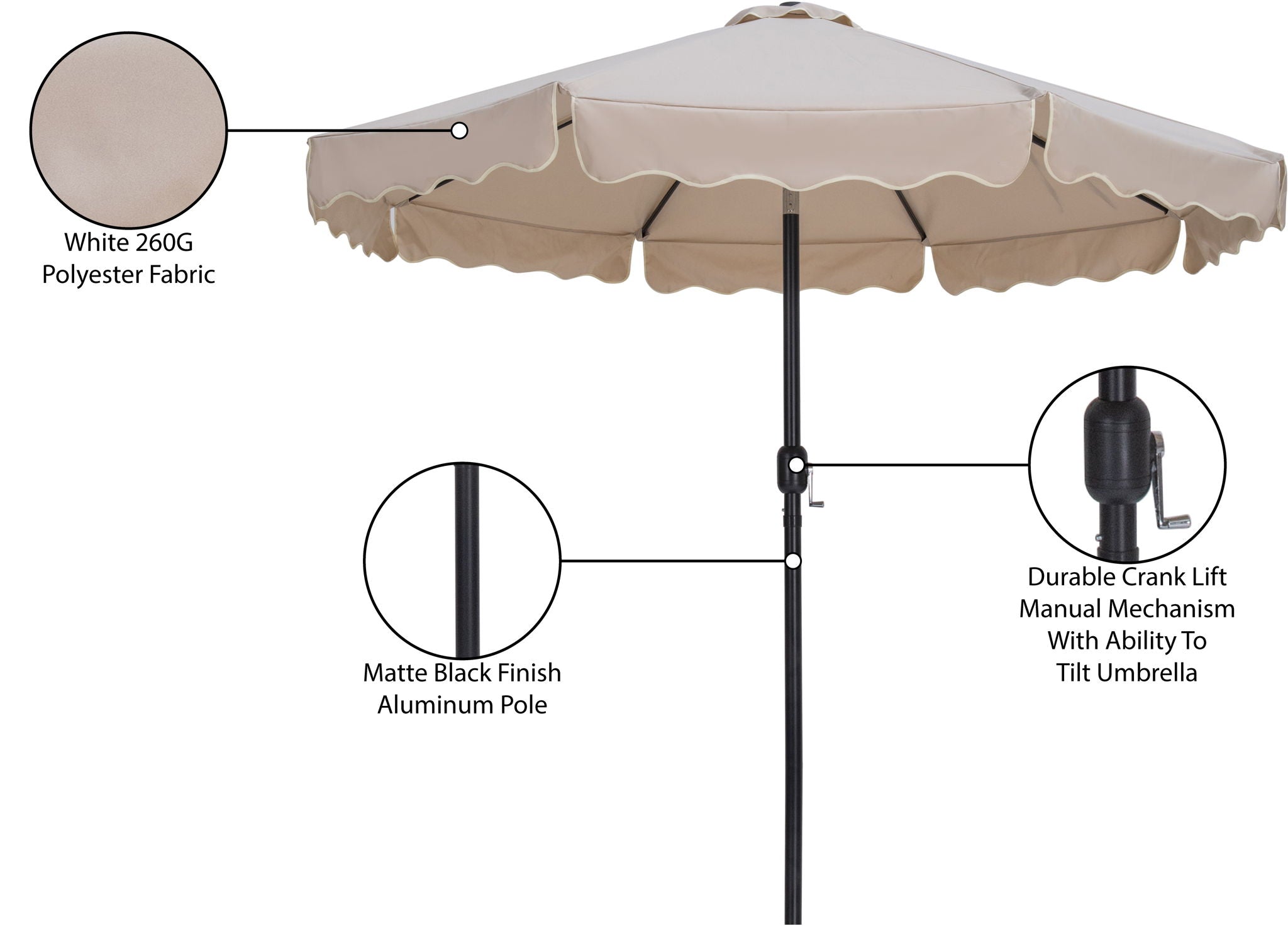 Amalfi - Patio Umbrella - Black Pole
