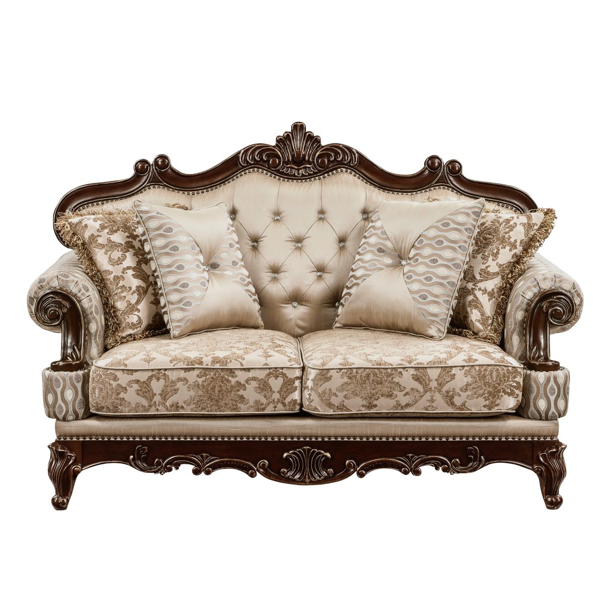 Balthasar - Sofa & Loveseat - Cherry / Beige