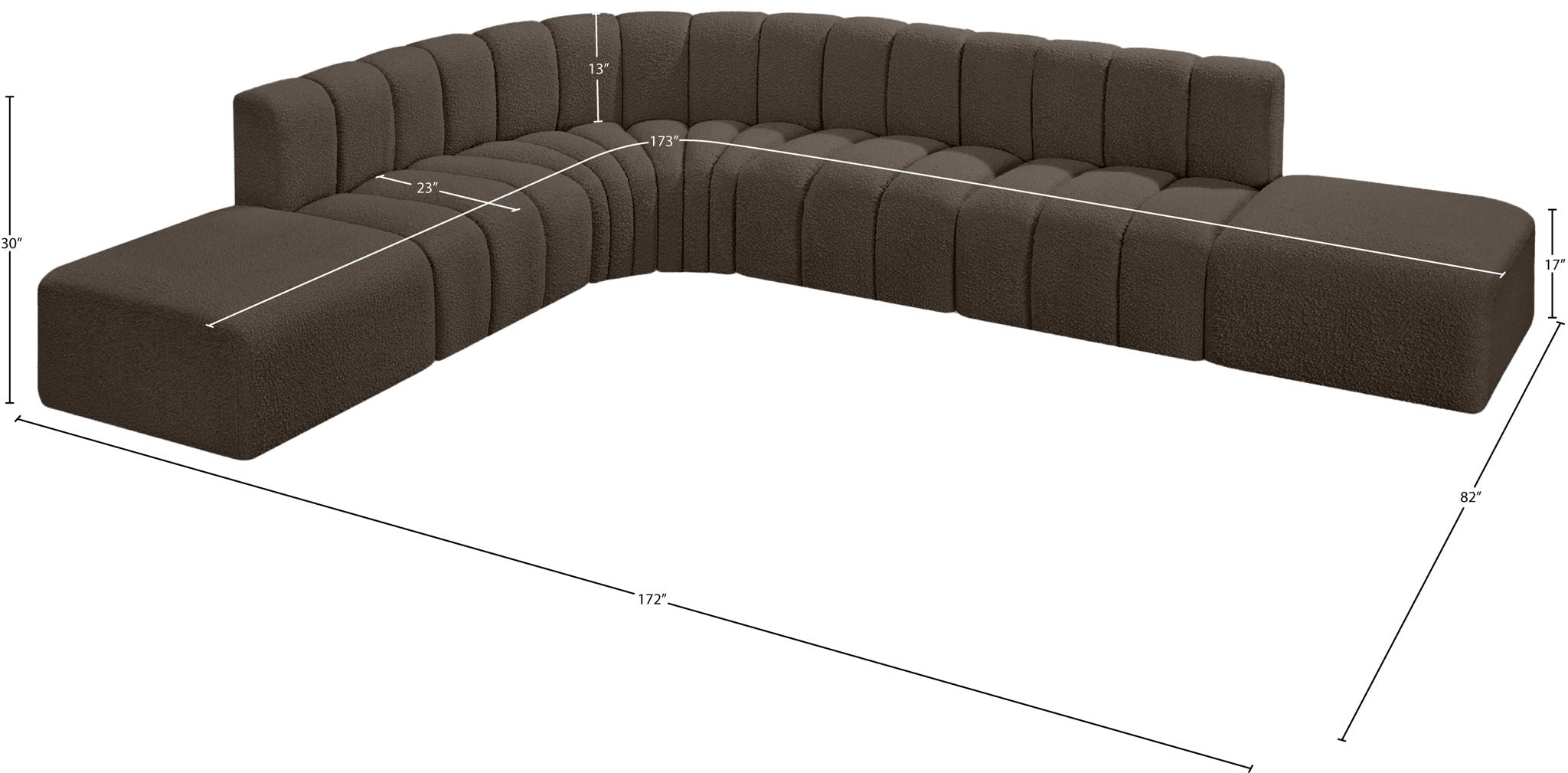 Arc - Boucle Fabric 7 Piece Corner Modular Sofa