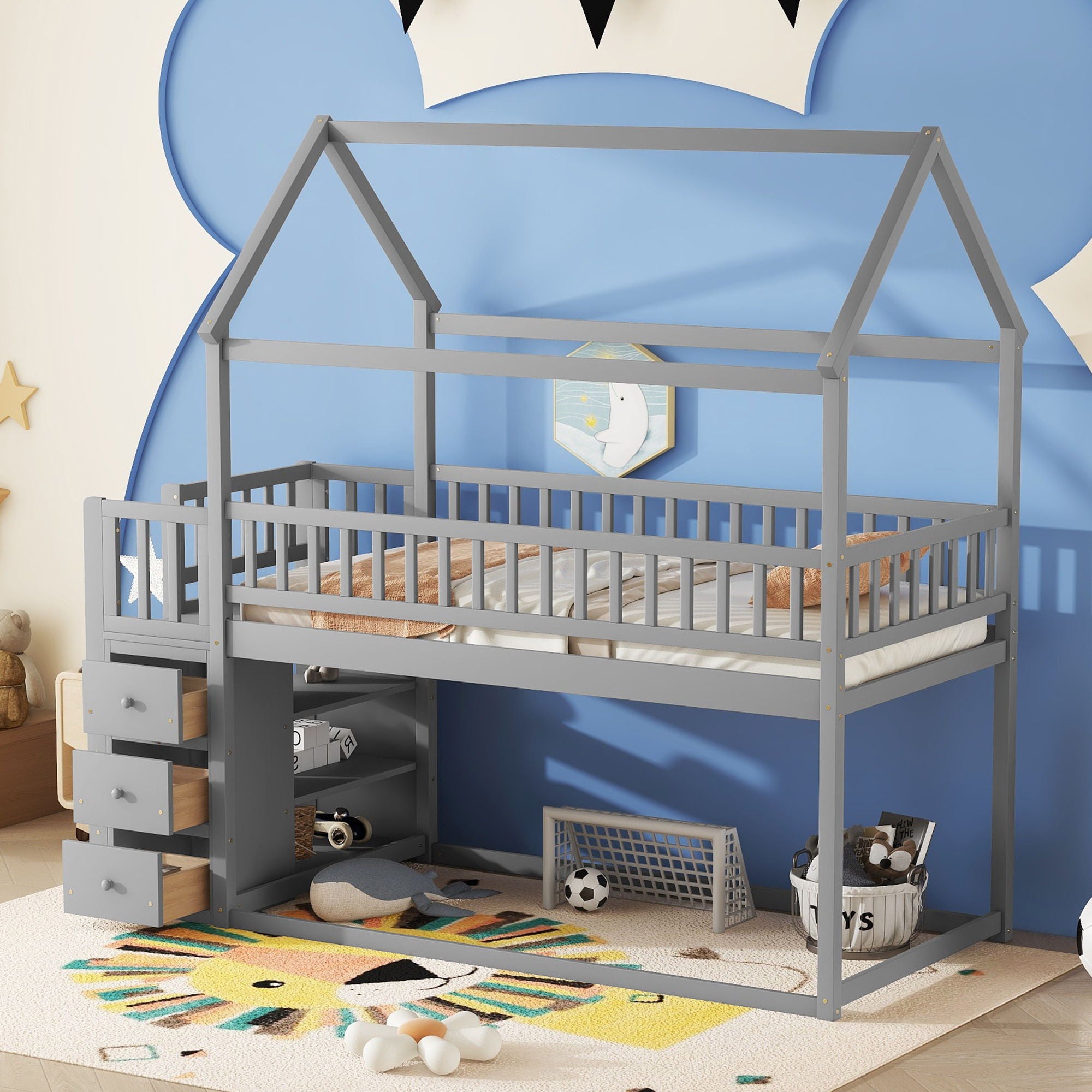 Bunk Bed With Shelves And Drawers, Storage Focused Design