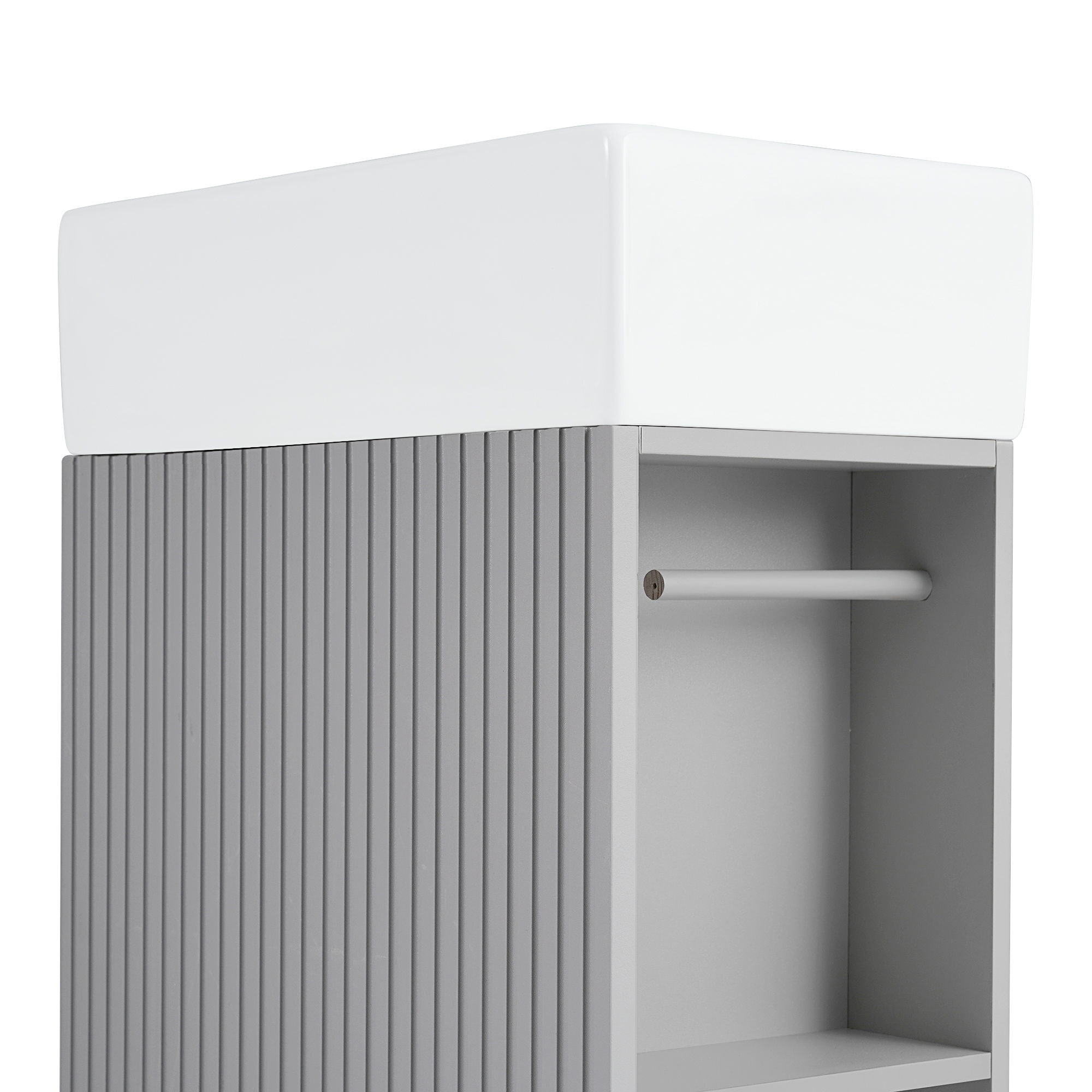 Modern Bathroom Vanity With Sink And 2 Tier Shelf