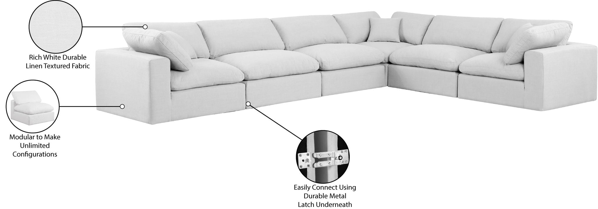 Comfy - 6 Piece Linen Modular Corner Sectional