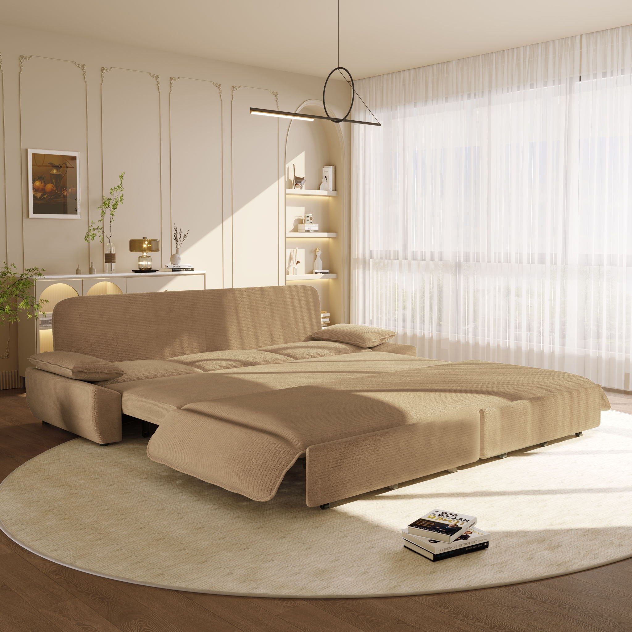 King Size Pull Out Sofa Bed, 3 In 1 Convertible Multifunctional