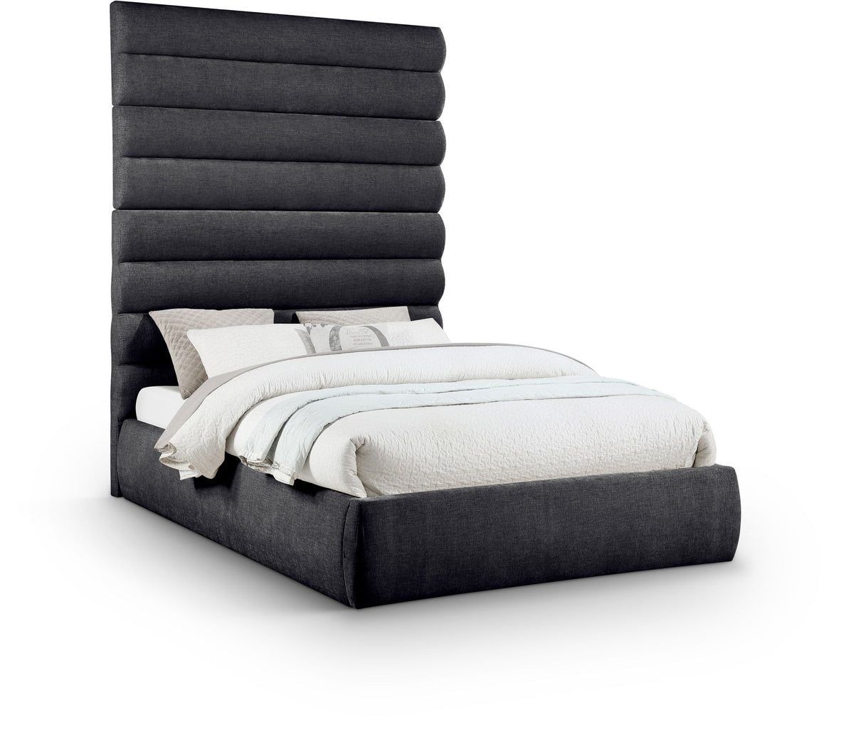 Adam - Chenille Fabric Bed With 89" Headboard