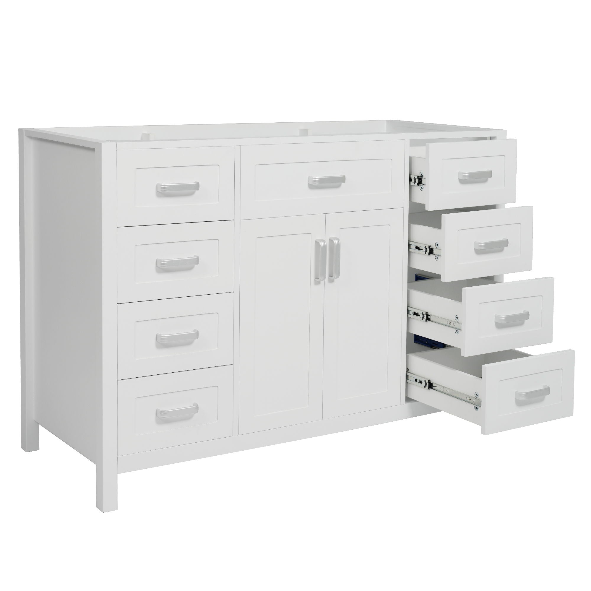 Bathroom Vanity Cabinet Only With 2 Soft Close Doors And 8 Drawers - White