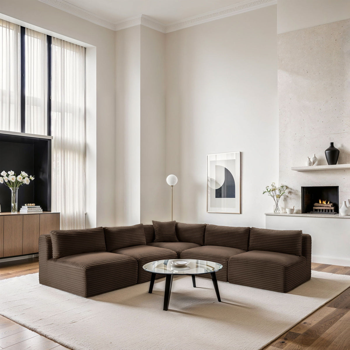 Shaggy - 5 Piece Modular Corner Armless Sectional
