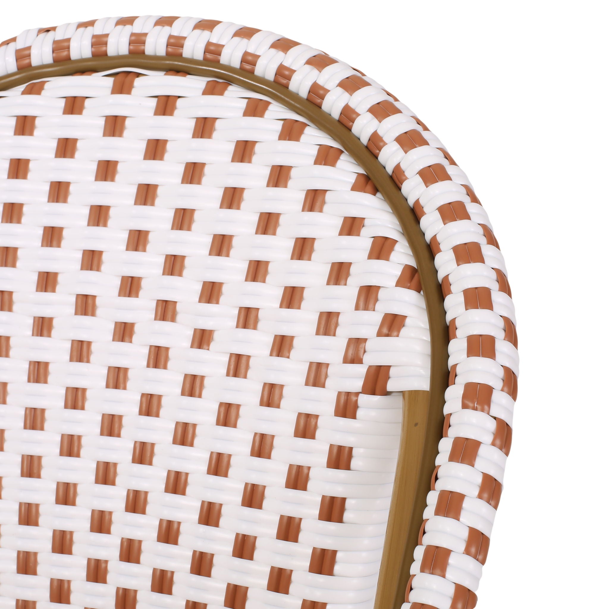 Outdoor Rattan And Aluminum French Bistro Chairs (Set of 2) Bamboo Print - Rust Red / White