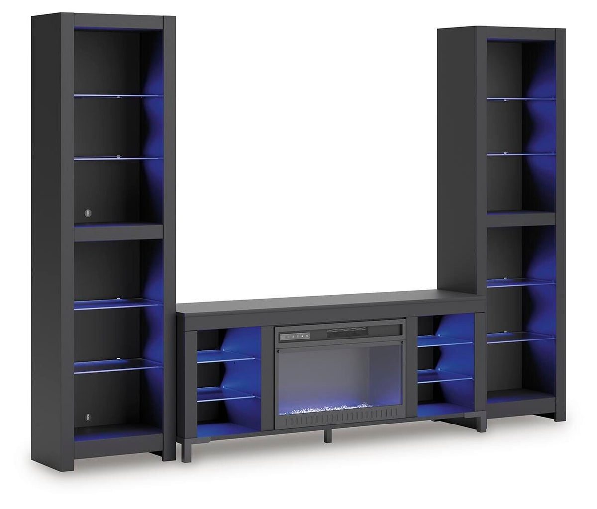 Cayberry - 3-Piece Entertainment Center With Electric Fireplace - Black