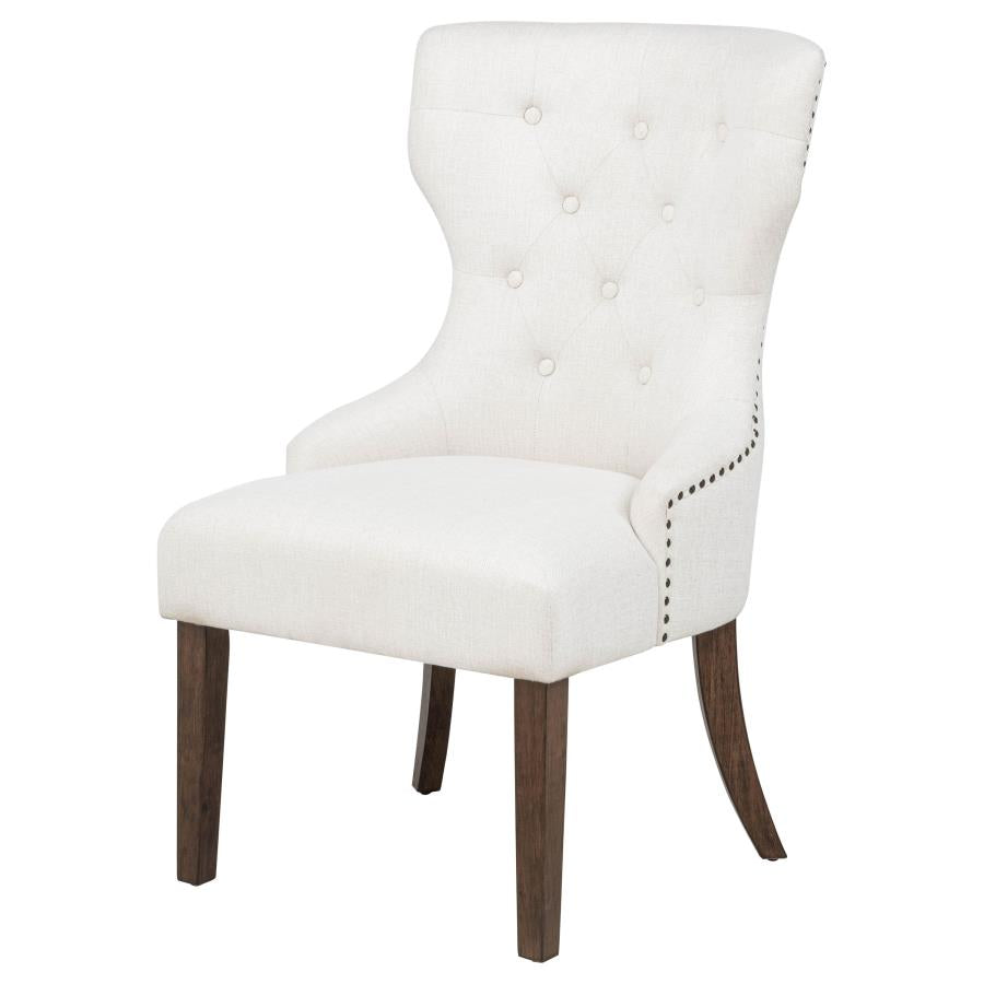 Baney Fabric Upholstered Dining Side Chair Cream and Dark Oak