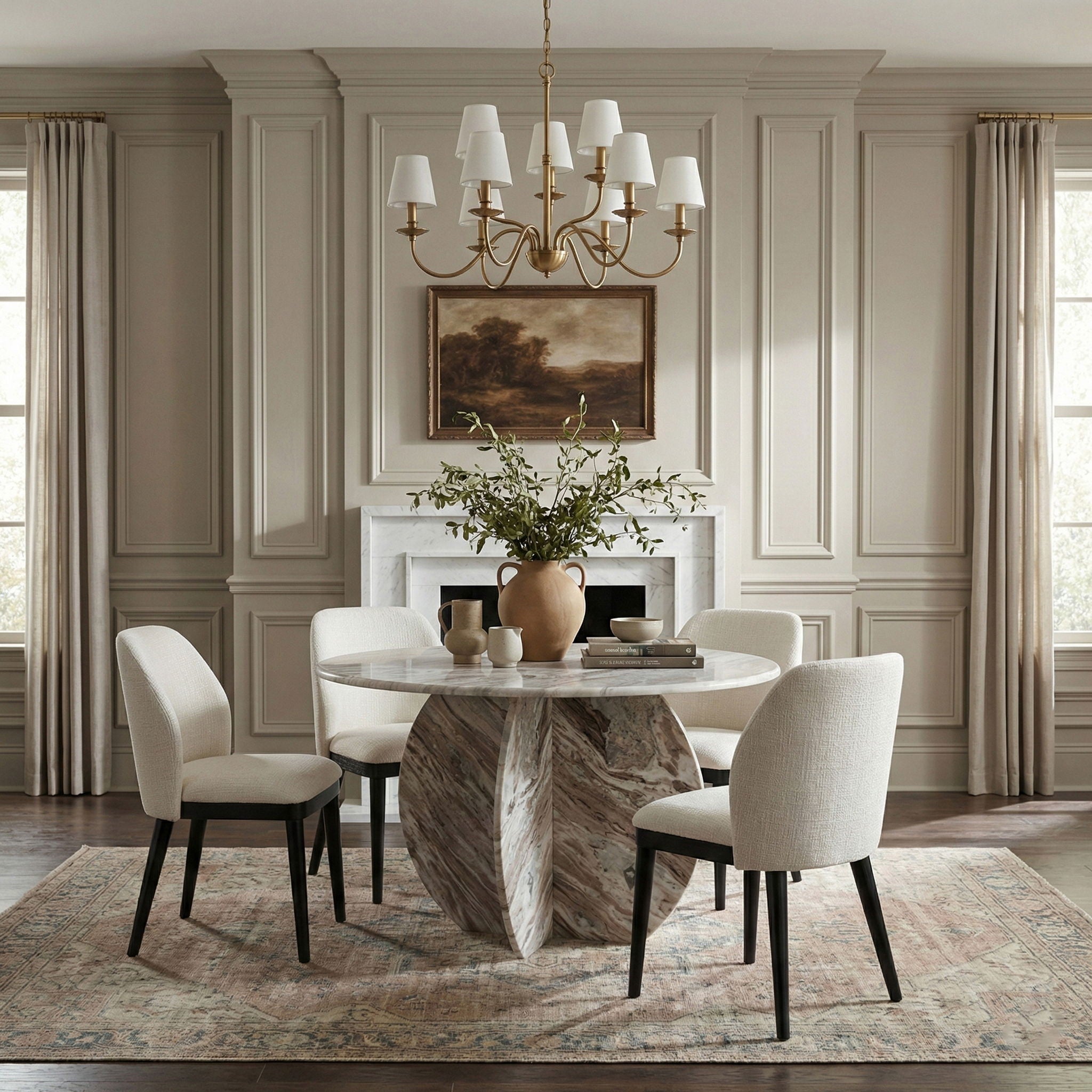 Valeo - Linen Textured Fabric Upholstered Dining Chair (Set of 2) - Painted Black Base
