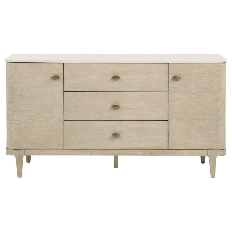 Lucaire 2-door 3-drawer Cultured Marble Top Sideboard Sandstone