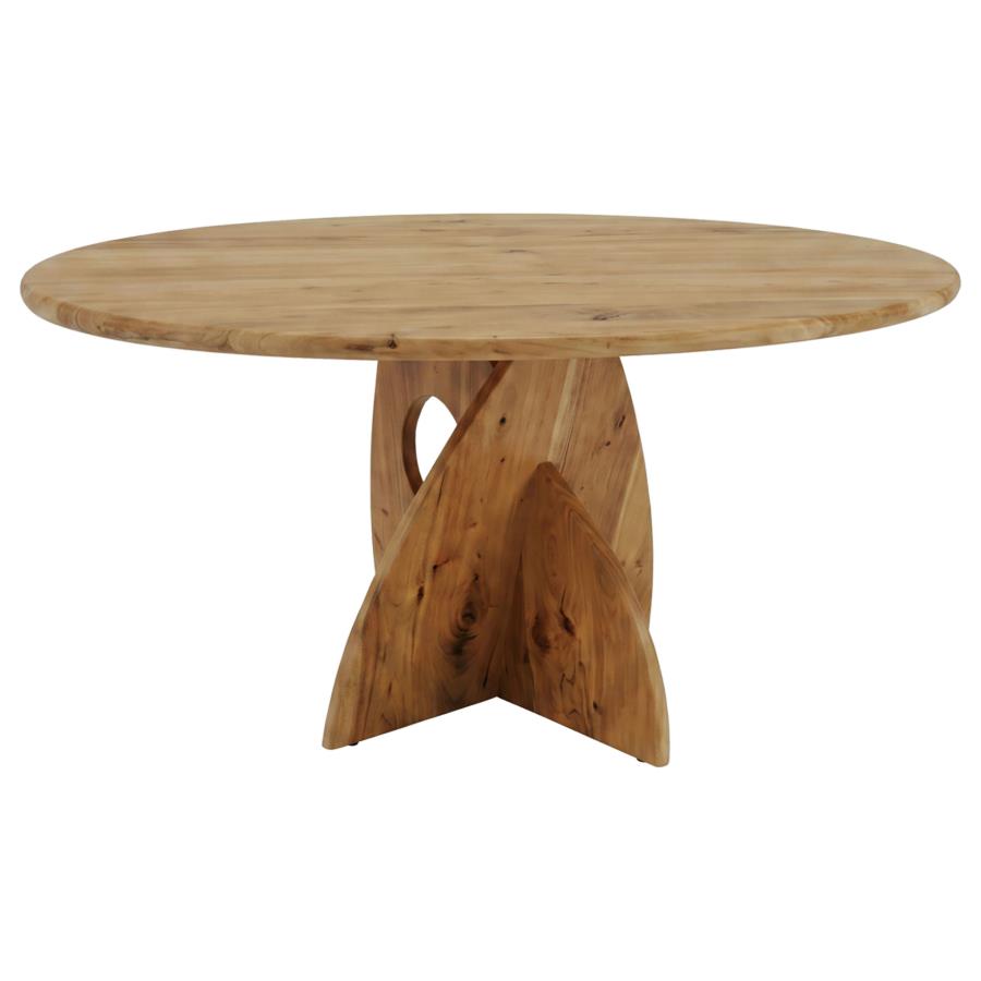 Snyder Round Pedestal Solid Wood Dining Table Natural Acacia