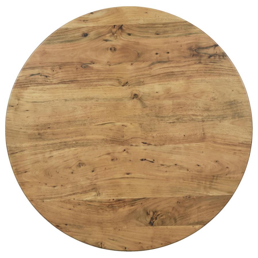 Snyder Round Pedestal Solid Wood Dining Table Natural Acacia