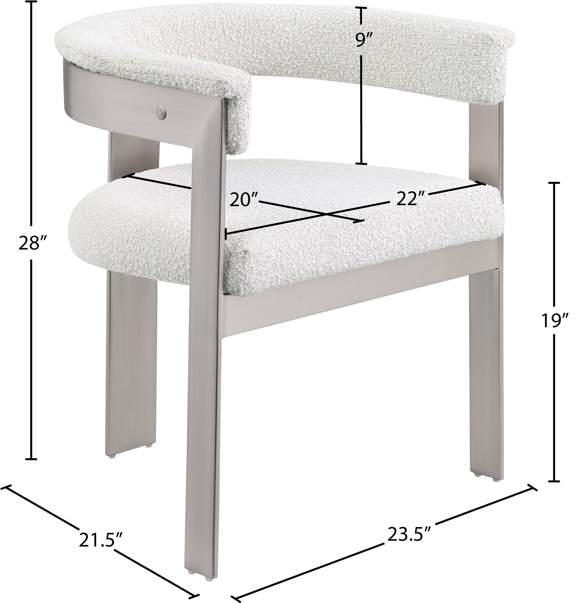 Romeo - Boucle Dining Chair With Silver Base (Set of 2)
