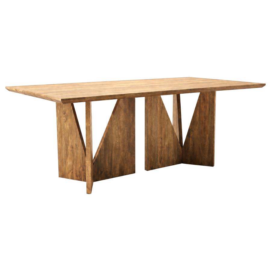 Sosa Solid Mango Wood Dining Table with Angular Base Light Brown