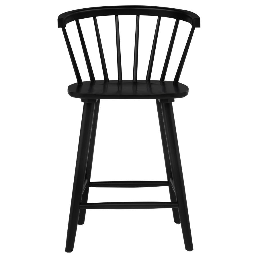 Jeffries 2-Piece Curved Spindle-Back Counter Chair Set Black
